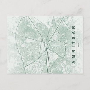 Amritsar India City Map Minimal Design Postcard