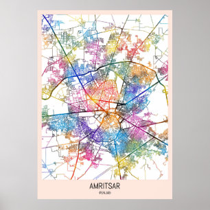 Amritsar Punjab City Map Poster