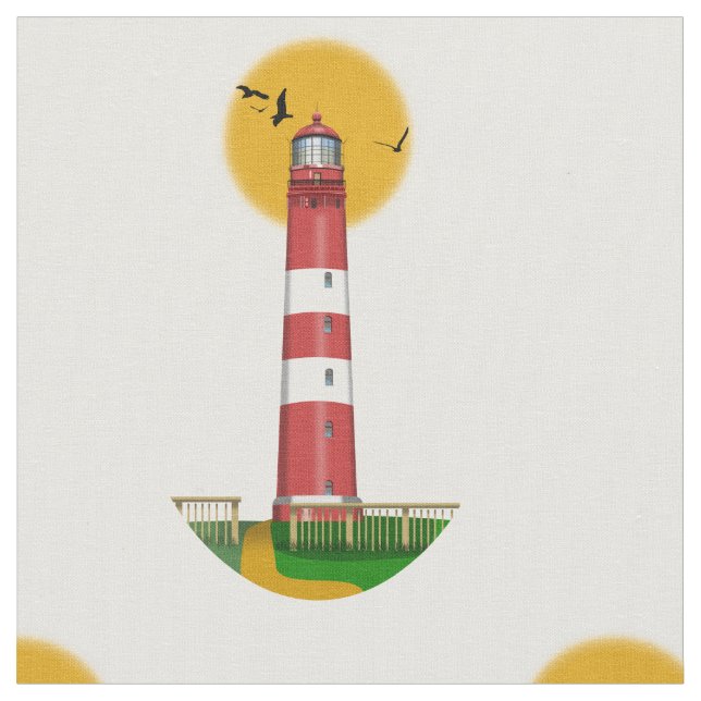 Amrum Lighthouse Germany Fabric (Close Up)