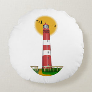 Amrum Lighthouse Germany Round Cushion