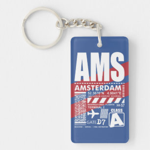 AMS Amsterdam Airport Key Ring