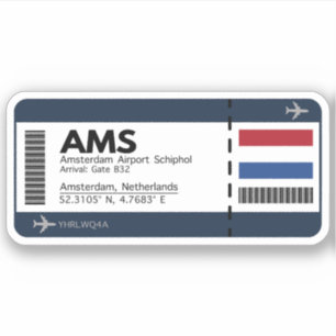 AMS Amsterdam Boarding Pass - Airport Ticket