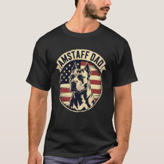 Amstaff Dad Retro Sunset T-Shirt Vintage Stafford