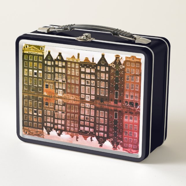 Amster Dam Postcard Metal Lunch Box (Front)