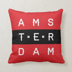Amsterdam 3 Line Typographic Pillow