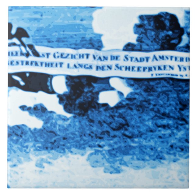 Amsterdam Antique Ships Delftware Vintage Look A2 Tile (Front)