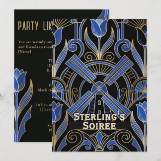 Amsterdam Art Deco | Windmills Custom Birthday Invitation
