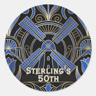 Amsterdam Art Deco | Windmills Custom Classic Round Sticker