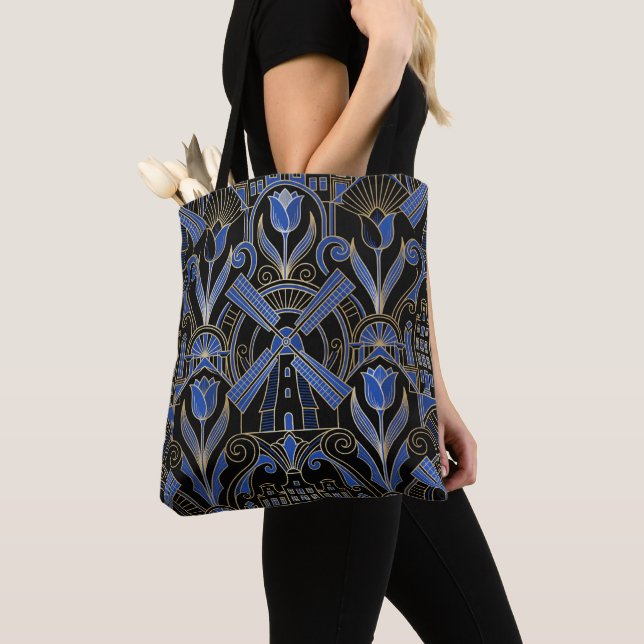 Amsterdam Art Deco | Windmills Personalised Tote Bag (Close Up)