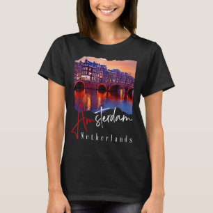 Amsterdam At Night - Netherlands  Holland - Amster T-Shirt