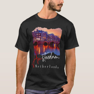 Amsterdam At Night - Netherlands  Holland - Amster T-Shirt