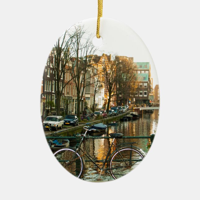 Amsterdam Bicicle Ceramic Tree Decoration (Front)