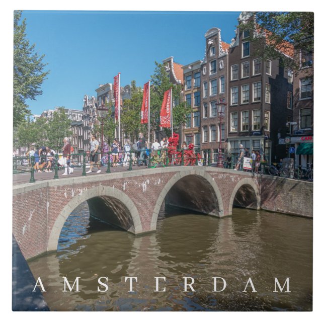 Amsterdam bridge view ceramic tile (Front)