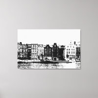 Amsterdam buildings black and white wall art