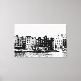 Amsterdam buildings black and white wall art