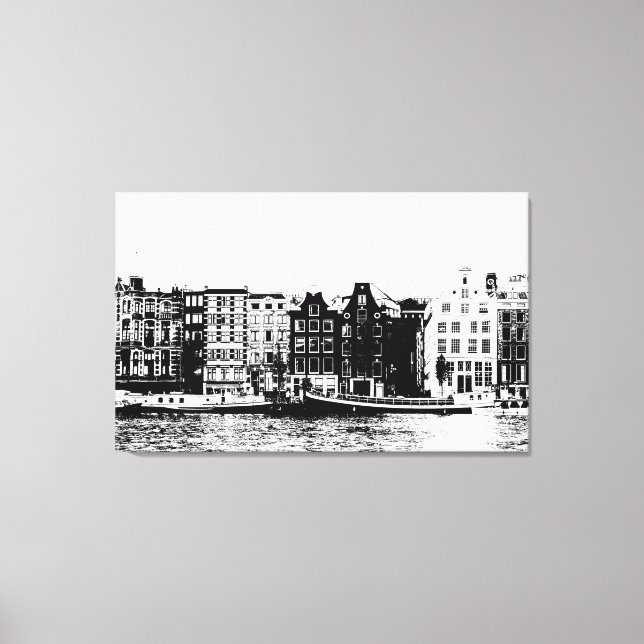 Amsterdam buildings black and white wall art (Front)