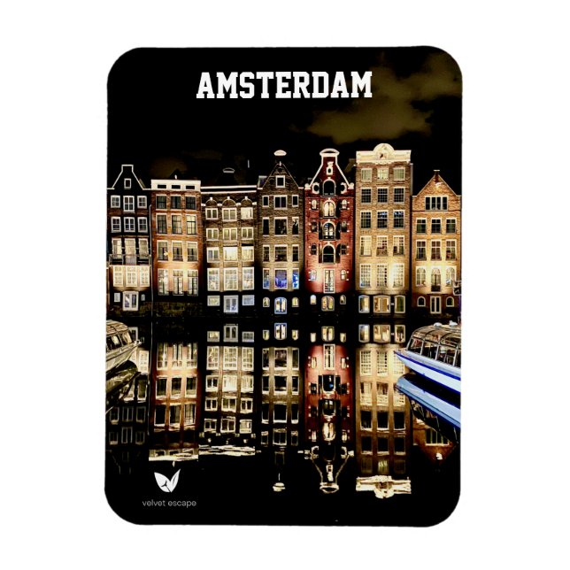 Amsterdam by night - fridge magnet (Vertical)
