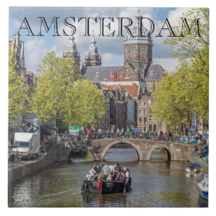Amsterdam canal and bridge ceramic tile