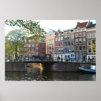 Amsterdam Canal and Bridge Poster