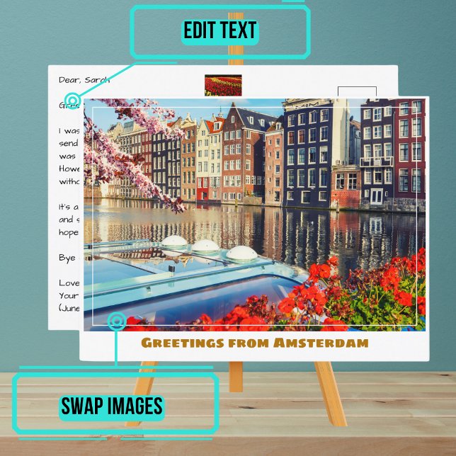 Amsterdam Canal and Houseboat Postcard (Please enjoy our postcard)