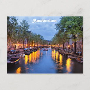 Amsterdam Canal at Dusk Postcard