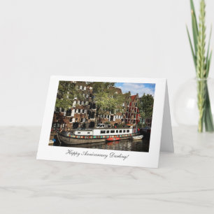 Amsterdam Canal Barge - Happy Anniversay Darling Card