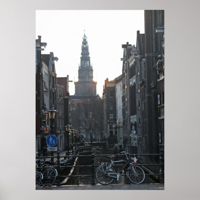 Amsterdam Canal Bike Church Holland Photo Poster (Front)