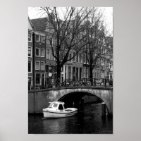 Amsterdam Canal Black and White Photo