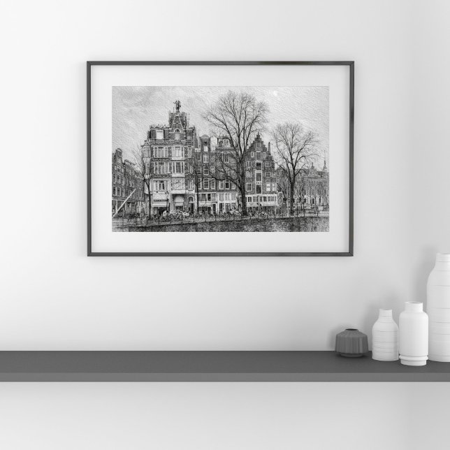Amsterdam Canal Cityscape – Hand-Drawn Sketch Poster (Creator Uploaded)