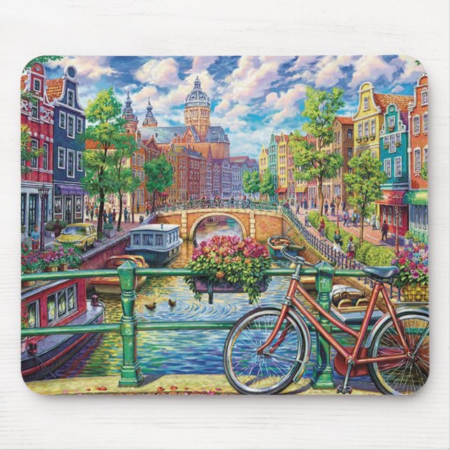 Amsterdam Canal Fine Art Mouse Mat (Front)