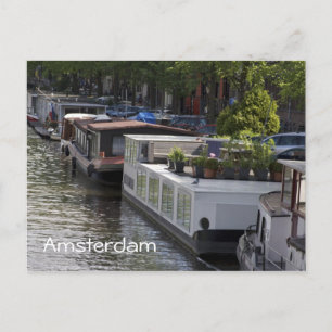 Amsterdam Canal House Boats Postcard
