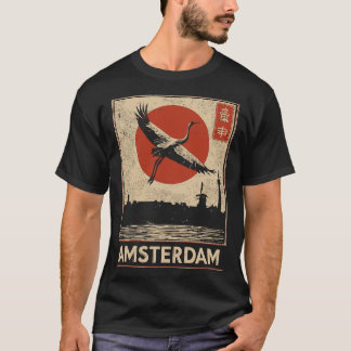 Amsterdam Canal House Sumi-e Historical Memory Art T-Shirt