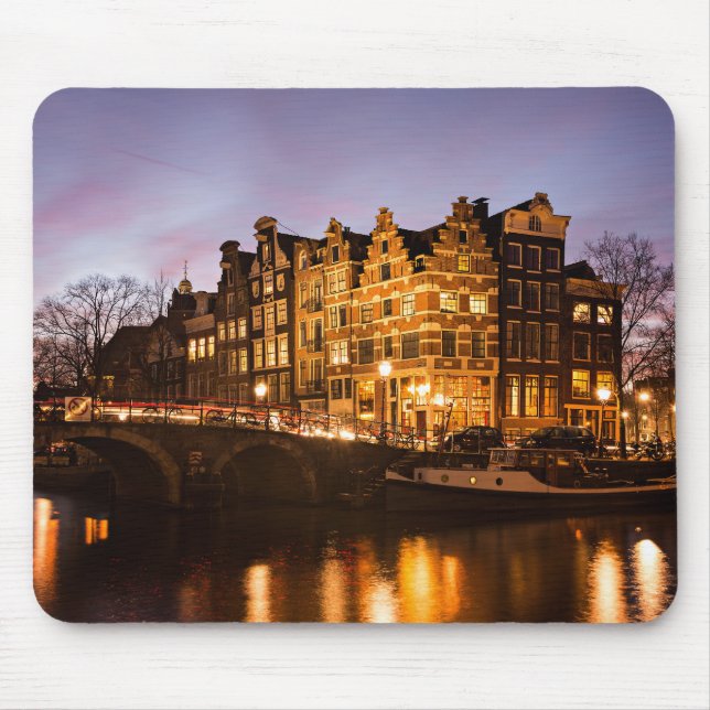 Amsterdam canal houses at dusk mousepad (Front)