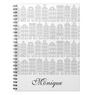 Amsterdam Canal Houses Dutch Personalised Silver Notebook