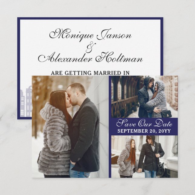 Amsterdam Canal Houses Dutch Save The Date Card (Front/Back)