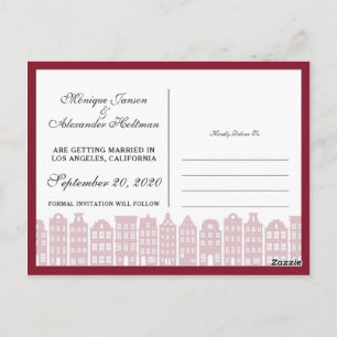 Amsterdam Canal Houses Dutch Save The Date Marsala Postcard