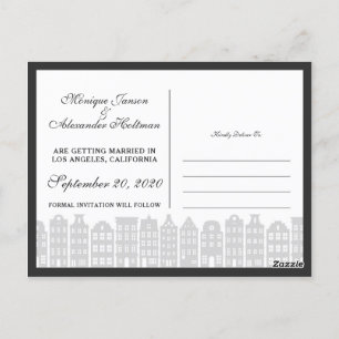 Amsterdam Canal Houses Dutch Save The Date Postcard