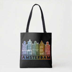 Amsterdam Canal Houses Dutch Village Colourful Tote Bag