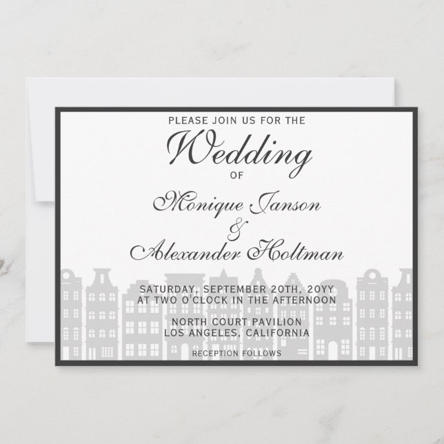 Amsterdam Canal Houses Dutch Wedding Invitation (Front)