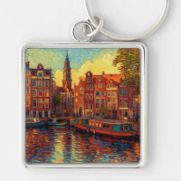Amsterdam canal houses van Gogh style