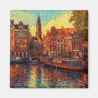 Amsterdam canal houses van Gogh style