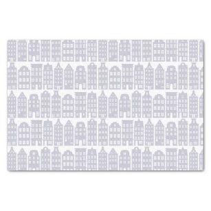 Amsterdam Canal Row Houses Light Blue Pattern Tissue Paper