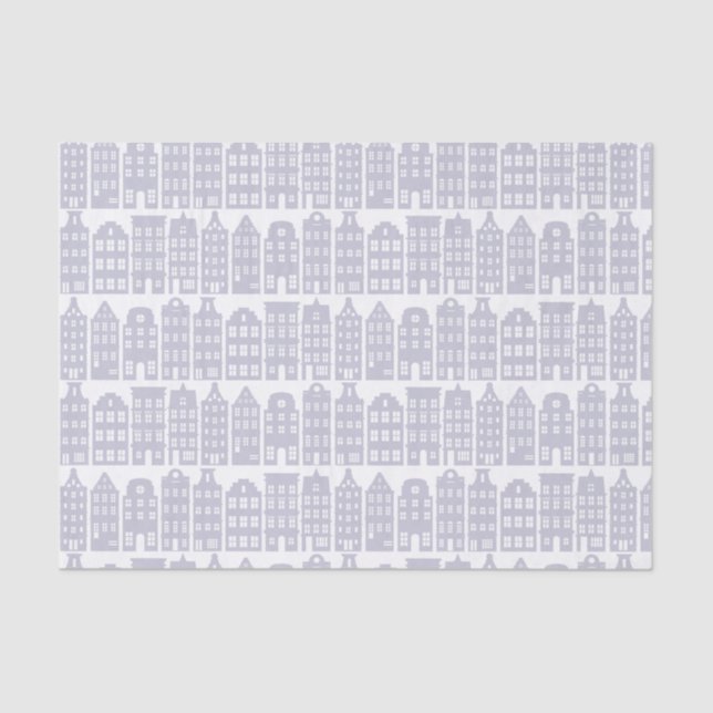 Amsterdam Canal Row Houses Light Blue Pattern Tissue Paper (Front)
