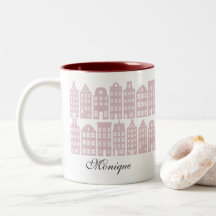 Amsterdam Canal Row Houses Personalised Maroon Red