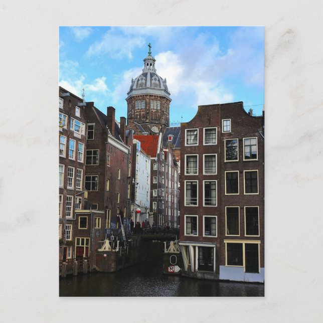 Amsterdam Canal Sunny Day De Wallen Postcard (Front)