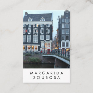 Amsterdam Canal Twilight Photo Travel Tourism Business Card