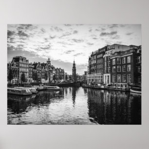 Amsterdam Canal View with Historic Architecture Poster