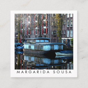 Amsterdam Canalboat Photo Travel Tourism Square Business Card