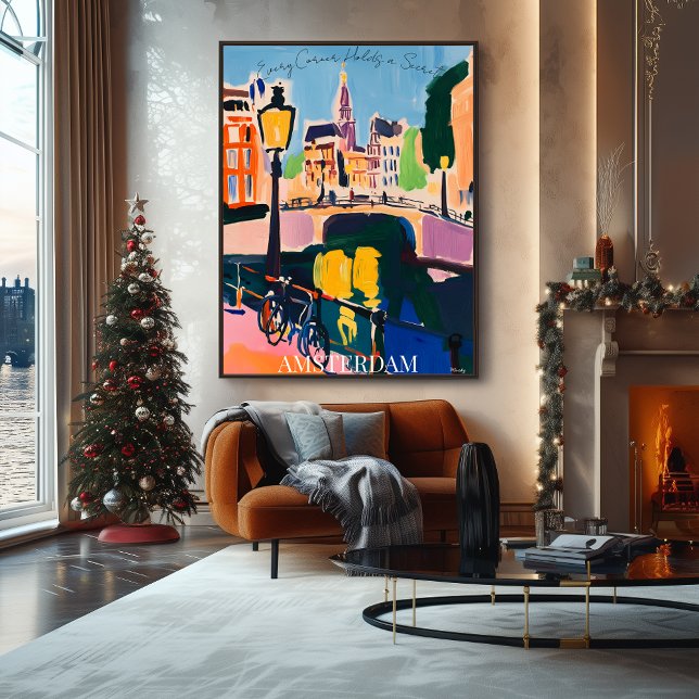 Amsterdam Canals and Bicycles in Fauvist Artistic  Poster (Creator Uploaded)