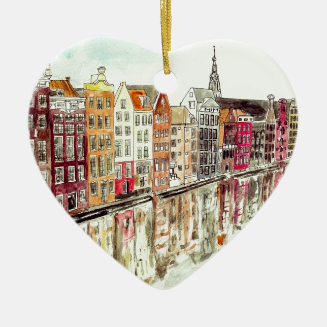 Amsterdam Ceramic Tree Decoration (Front)